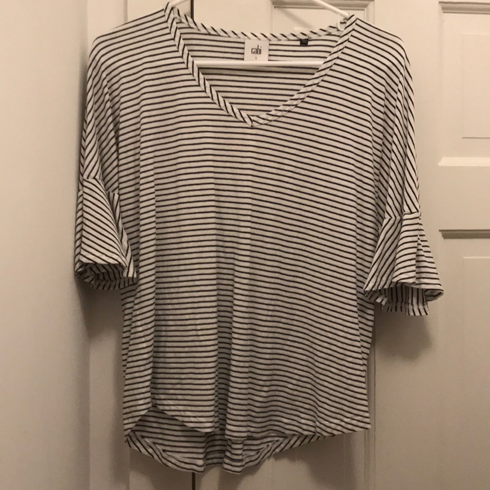 Cabi black and white size S shirt w/ ruffle sleeve